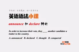英语语法小课：announce与declare都可表“宣布”，有什么区别？视频封面