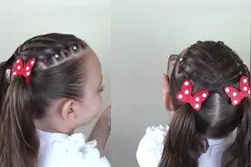 放假在家教你给小女孩梳羊角辫，独特个性美美哒，儿童编发教程