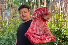 120买一大块羊排，扔炭火上烤30分钟，一口咬下去那一刻，太香了