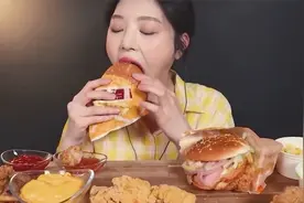 深渊巨口汉堡王+鸡块韩国大胃王吃8种汉堡真满足真能吃系列~！！