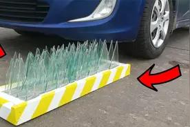 玻璃尖刺VS汽车轮胎，轮胎真的会被扎爆吗？结果会怎样呢？