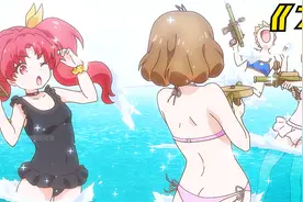 四位少女海边游泳，身着泳衣简直养眼视频封面