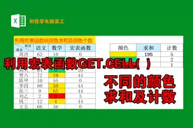 在EXCEL中利用宏表函数实现不同的颜色求和及计数，三分钟搞定