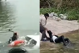 越野车坠江沉没眼见剩车顶，黑衣大哥带锤狂游，最后几秒砸碎玻璃视频封面