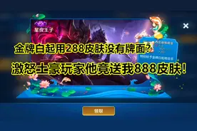 金牌白起用288皮肤没有牌面？激怒土豪玩家，他竟然送我888皮肤视频封面