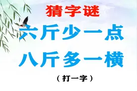 猜一字：六斤少一点，八斤多一横视频封面
