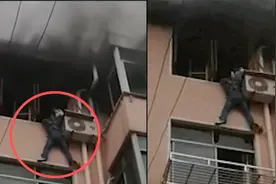 “怕！但不后悔”上海一居民楼起火，男子徒手爬楼救出被困女孩视频封面