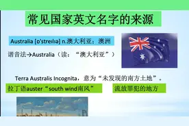 常见国家英文名词的来源— Australia 澳大利亚