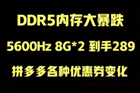 DDR5内存大暴跌，5600频率8G*2到手289，拼多多各种优惠券变化！视频封面