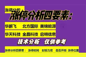 涨停分析 华鹏飞 北方国际 美锦能源 华天科技 金晶科技 启明信息视频封面