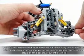 仓鼠大神的乐高纯技术学习视频,带遥控差速锁的独立悬架搭建分享