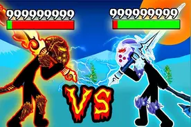 火柴人战争遗产：火焰皮肤的狮鹫大帝对战寒冰皮肤，谁更强？