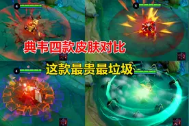 典韦四款皮肤，蓝屏警告特效手感俱佳，这款最贵最垃圾！