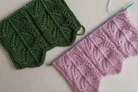 简单大方的棒针叶子花样，适合从下往上编织的各种款式的毛衣下摆