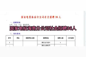 国家电投海南分公司社会招聘36人