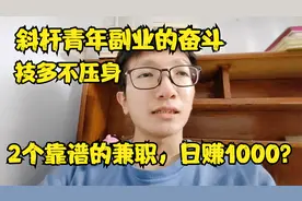 技多不压身，斜杆青年副业的奋斗，2个靠谱的兼职，日赚1000？视频封面