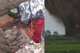 “轰隆”巨响土屑冲天火星四溅 盐城警方集中销毁48枚废旧炮弹