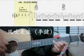 【吉他独奏慢速示范】风吹麦浪（李健）视频封面