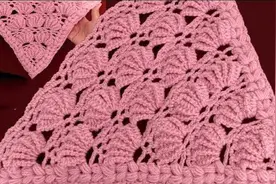 精美的钩针披肩，扇形贝壳图案，精致漂亮，重复操作，简单易成