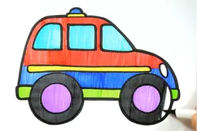 如何画出一个彩色的小汽车呢？跟着我们的画笔来试试吧！#儿童画