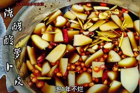 二丫教你腌陈醋酸萝卜皮，一瓢水，50年老秘方，学会可开店快收藏