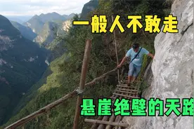 湖北大山深处里面，53岁男子用时三年，开凿出五公里的绝壁栈道