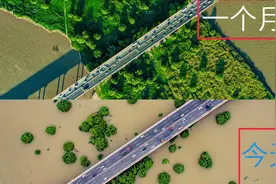 航拍汛期被洪水淹没的白沙洲，只剩树枝在江面上，难怪没有开发!