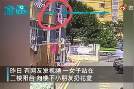 女子2楼阳台向楼下小孩扔花盆 家长：她探头看了很久，孩子才2岁视频封面