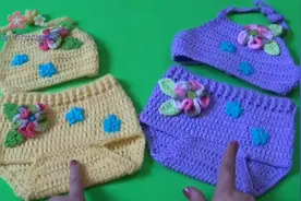 勾针编织萌宝夏季泳衣套装，宝妈赶紧学做一套