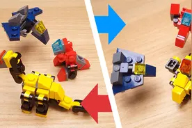 【乐高积木MOC教程】霸王龙翼龙腕龙 迷你变形恐龙机甲 定格动画