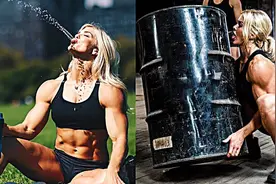 她是真正的肌肉女侠，五官精致，还有8块逆天腹肌