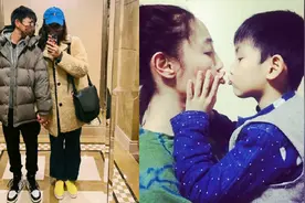 白百何与儿子合影十指紧扣，14岁元宝直逼1米7，母子同框像姐弟