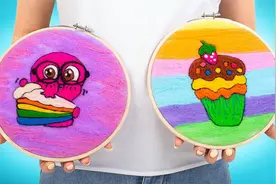 毛线也能DIY五颜六色的装饰画？一起来和山姆学羊毛毡手工！视频封面