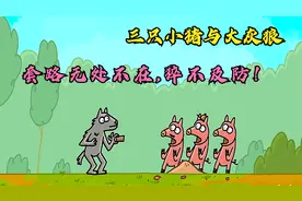 三只小猪为了躲避大灰狼的追捕，躲进人类的房间，不料结局更惨！视频封面