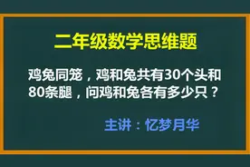 二年级鸡兔同笼：记住这个公式，秒算出鸡和兔各有几只视频封面