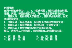 判断推理：韩国，法国，英国，德国，房间里住的人依次是什么