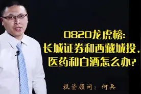 0820龙虎榜:长城证券和西藏城投谁是大哥，医药和白酒怎么办？视频封面