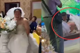 弟弟扮演“新娘”冲上舞台，看清这步伐，新郎当场吓坏了！视频封面