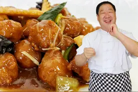 传统老菜炸熘丸子，老厨教丸子馅配方和料汁比例，酸甜酥脆超解馋