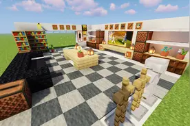 【我的世界建筑教学】 Minecraft建筑 内装超大现代客厅 新手向