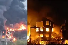 浙江永康一电器厂起火 现场火光冲天房屋被烧塌 一名消防员受伤视频封面