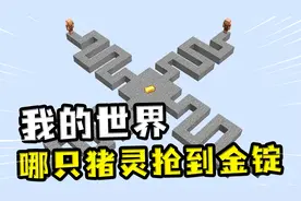 我的世界：猪灵喜欢金锭，但小蓝把金锭丢进岩浆，它非常生气