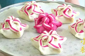 双色花式豆沙包：不二次醒发一次成型，颜色漂亮不褪色，好吃好看