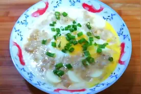 蒸的，真的更健康！日本豆腐蒸肉末鸡蛋，清淡营养，男女老少通吃