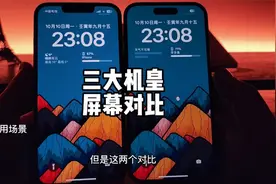 iPhone 14 Pro和13 Pro，三星S22 Ultra屏幕对比。