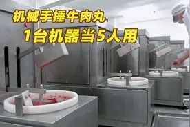 潮汕机械模拟手捶牛肉丸，1台机器当5人使用，效率高赚钱快