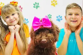 外国小女孩，收到了一只可爱的小狗，她能照顾好他吗？视频封面