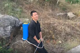 一年一季的核桃打药季节到了，两小时打了十几颗树的药，彻底累趴
