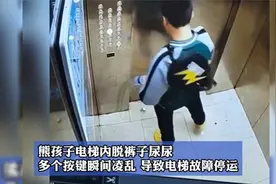 熊孩子电梯内脱裤子尿尿，多个按键瞬间凌乱，导致电梯故障停运视频封面