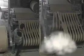 工人工作时被卷入机器，整个身体旋转数圈画面惨烈，几十秒后惋惜视频封面
